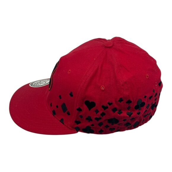 Playa Red Hip Hop BaseBall Cap Hat Ace Of Spades Black Visere Flat Man New - Picture 2 of 5